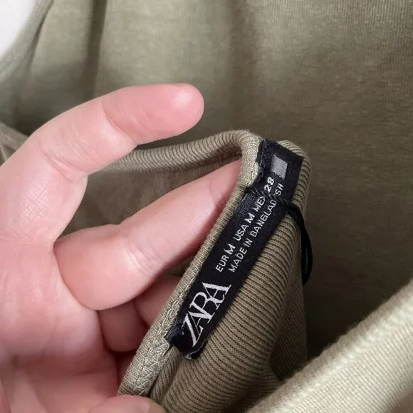 Zara Women M Olive Green Stretch Sleeveless Halter Midi Bodycon Dress NWT - Picture 9 of 10